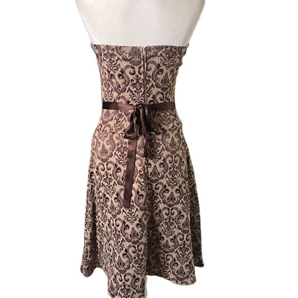 Vintage Tapestry Tea-Length Strapless Dress Y2K Size 3 - Picture 4 of 5